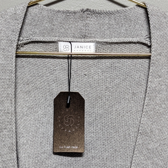 NWT Janice Apparel Knit Open Cardigan Sweater Faux Fur Aztec Trim Oversized M - Picture 9 of 10